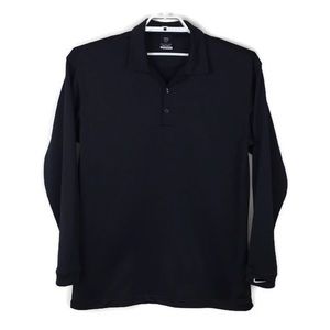 NikE SphereDry Black Long Sleeve Polo Shirt Sz L
